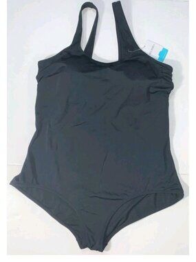 NEW Delimira Black Padded One-Piece Lined Bathing Suit Swimsuit Women's Plus 16W